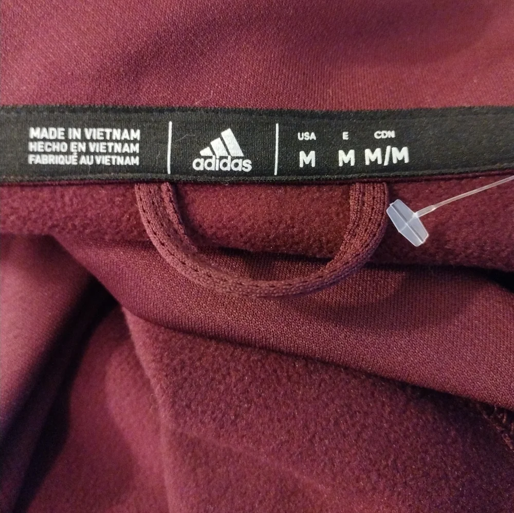 Adidas Team 1/4 Zip Pull Over Jersey Shirt Maroon w/ White Logo Medium NWT - Picture 7 of 8